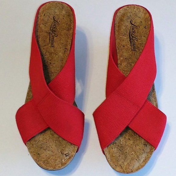 *Lucky Brand red cork wedges 10M - Picture 4 of 8